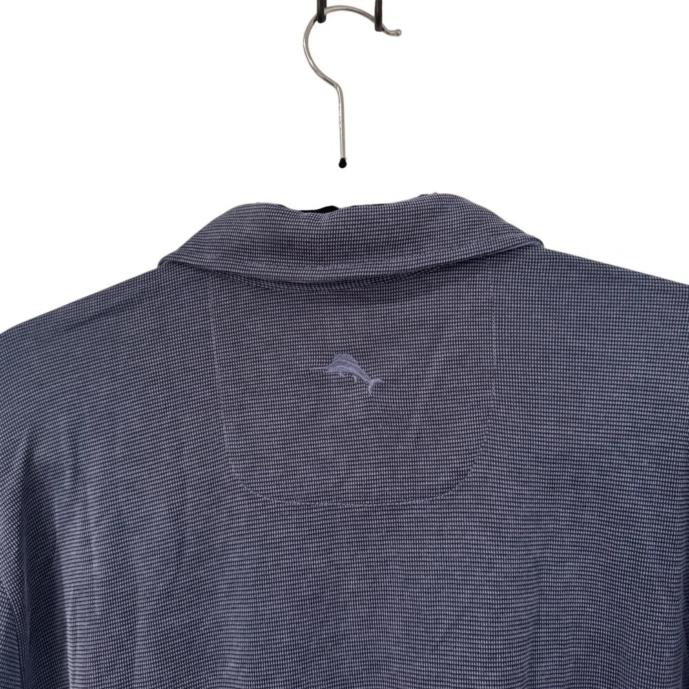 Tommy Bahama Mens Long Sleeve Polo Shirt Small Blue Textured Golf Casual‎ Modal